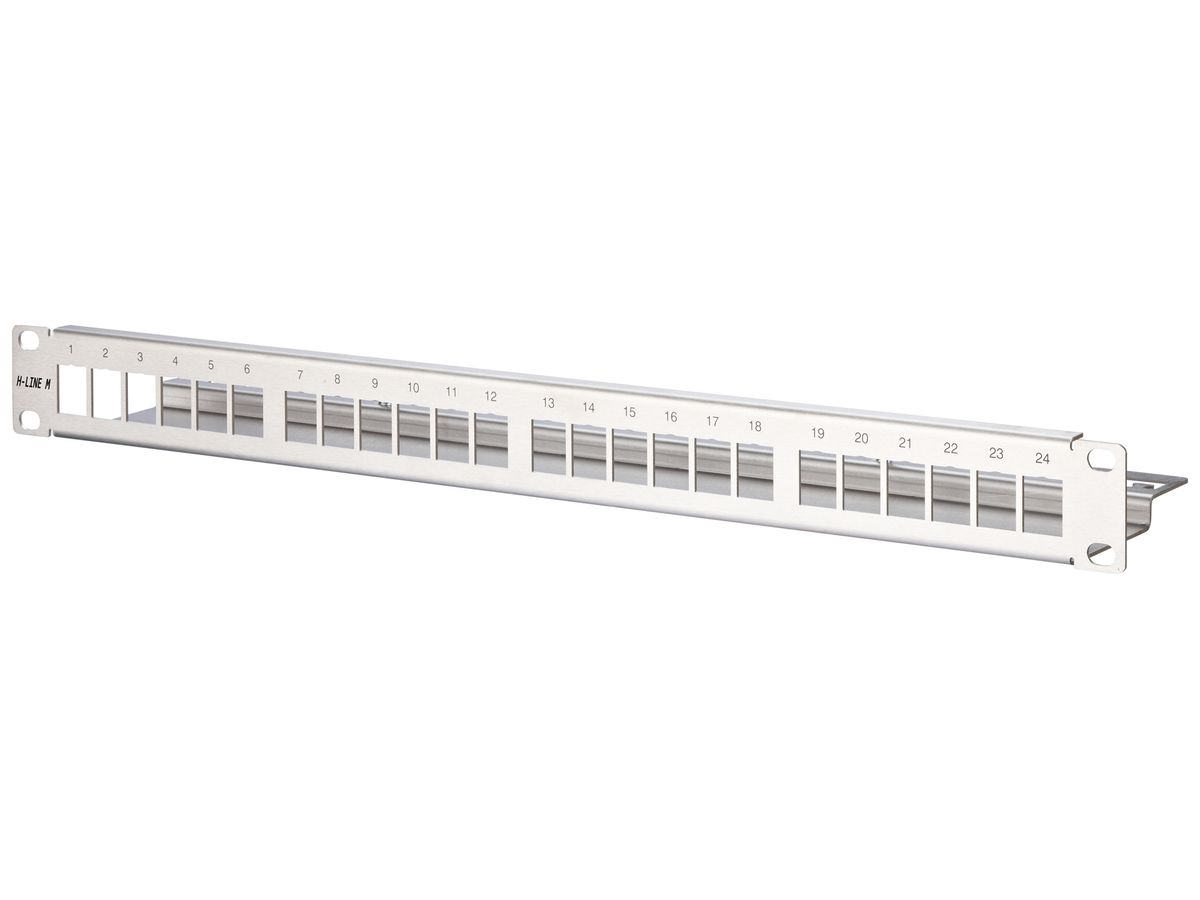 Patchpanel 19" H-LINE M, 24-Port Keystone leer geschirmt 1HE, Edelstahl