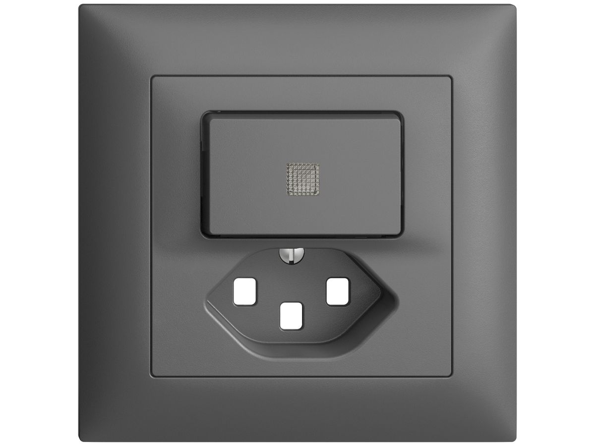 UP-Frontset EDIZIOdue T23 dunkelgrau 88×88mm mit Linse für Kleinkombi