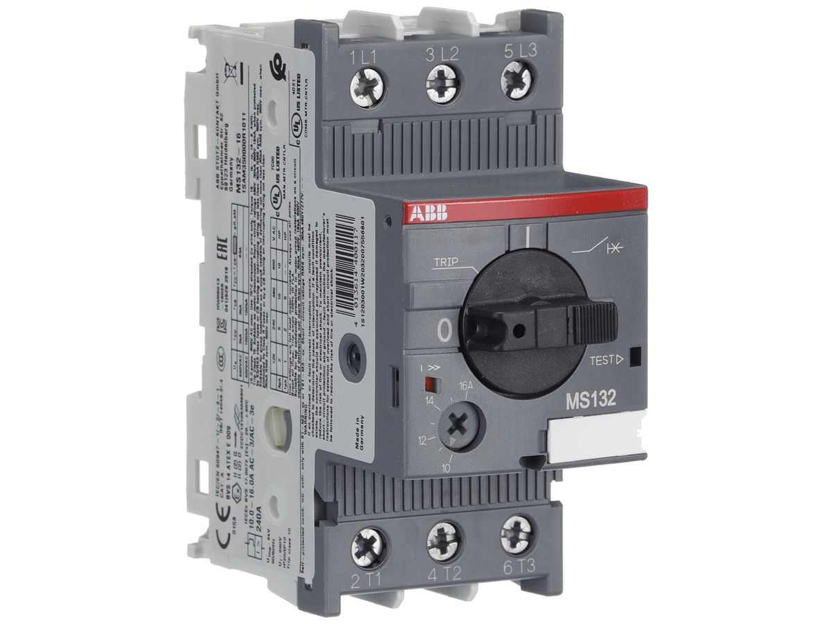 REG-Motorschutzschalter ABB MS132, 7.5kW AC-3 (10…16A) 3L Schraub