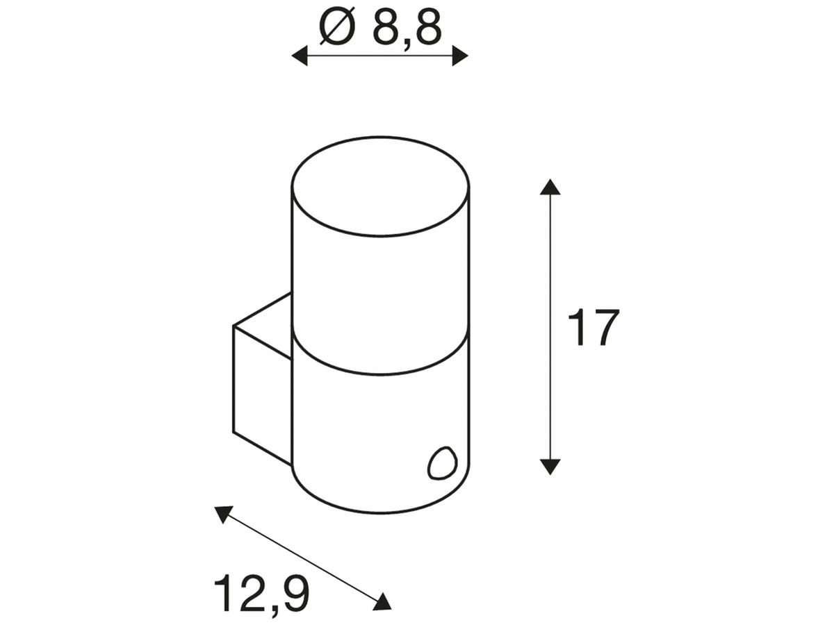 Wandleuchte SLV GRAFIT round E27 Sensor 11W IP44 Aluminium anthrazit