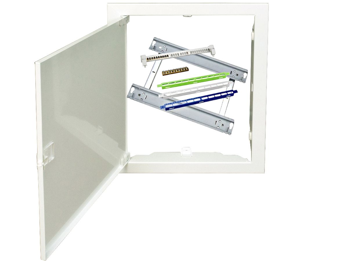 Ausbaupaket 2-Reihe Verteiler Schrack - mit Rahmen/Tür, weiss