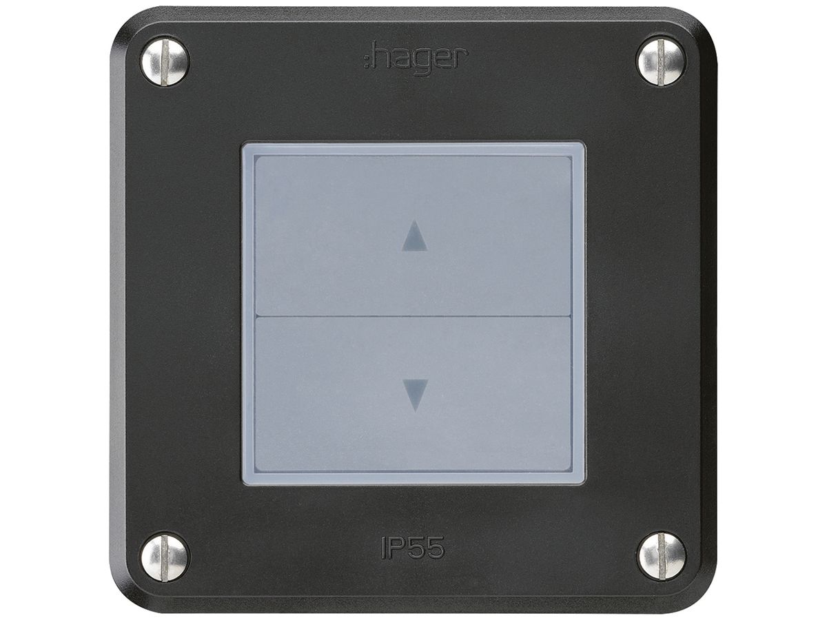 UP-Storenschalter robusto IP55 schwarz mit 2 Funktionstasten für Kombination