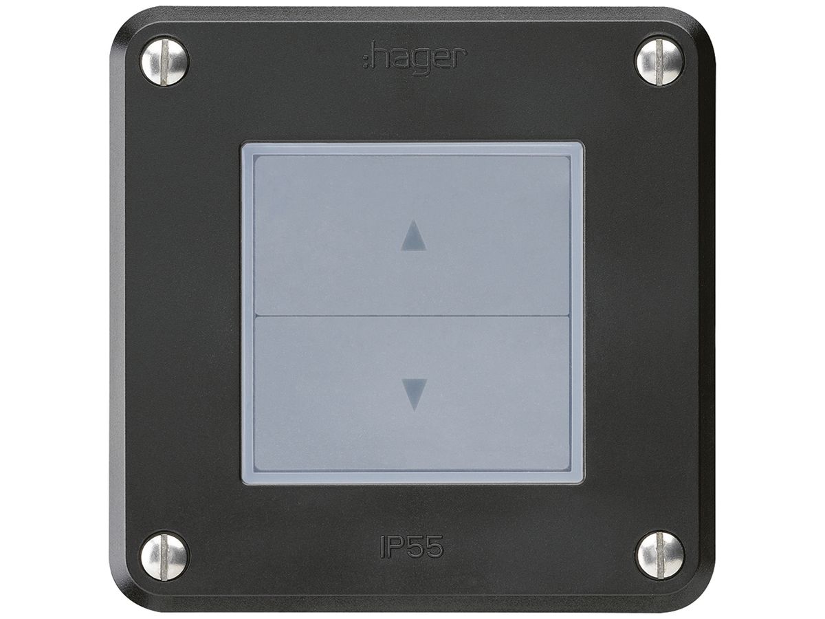 UP-Storenschalter robusto IP55 schwarz mit 2 Funktionstasten für Kombination