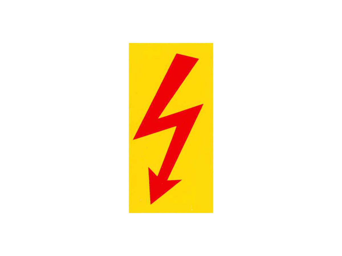 Warnschild Kunststoff 26×52mm Pfeil selbstklebend gelb-rot