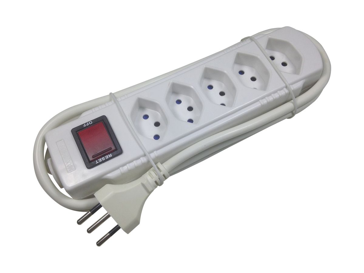 Mehrfachsteckdose mit Schalter ELBROLINE 5×T13 2m weiss