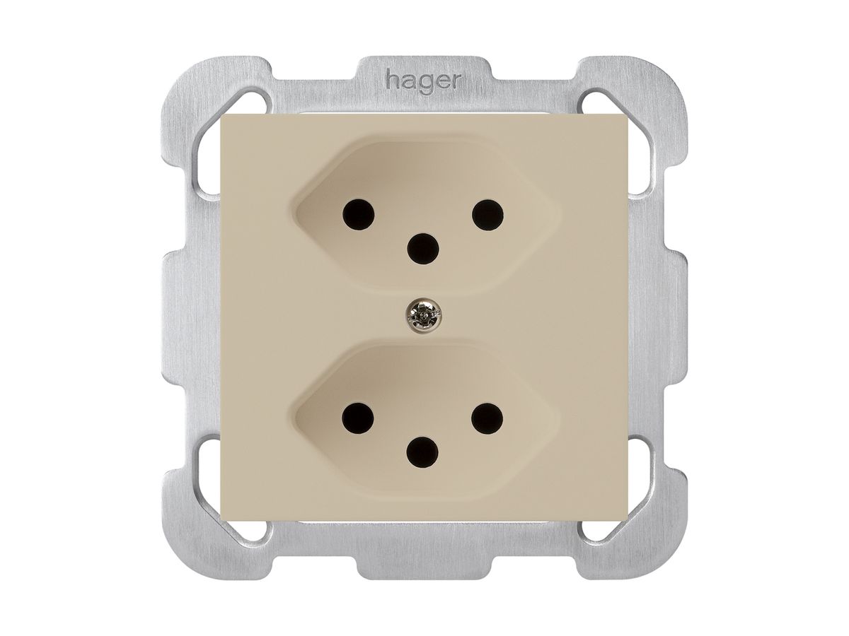 UP-Steckdose kallysto 2×T13 beige mit Befestigungsplatte
