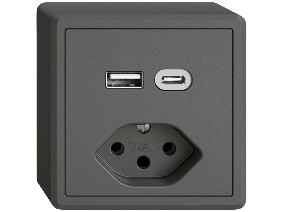 AP-USB-Ladesteckdose EDIZIO.liv SNAPFIX® USB A+C/T13 3A 230VAC dgu