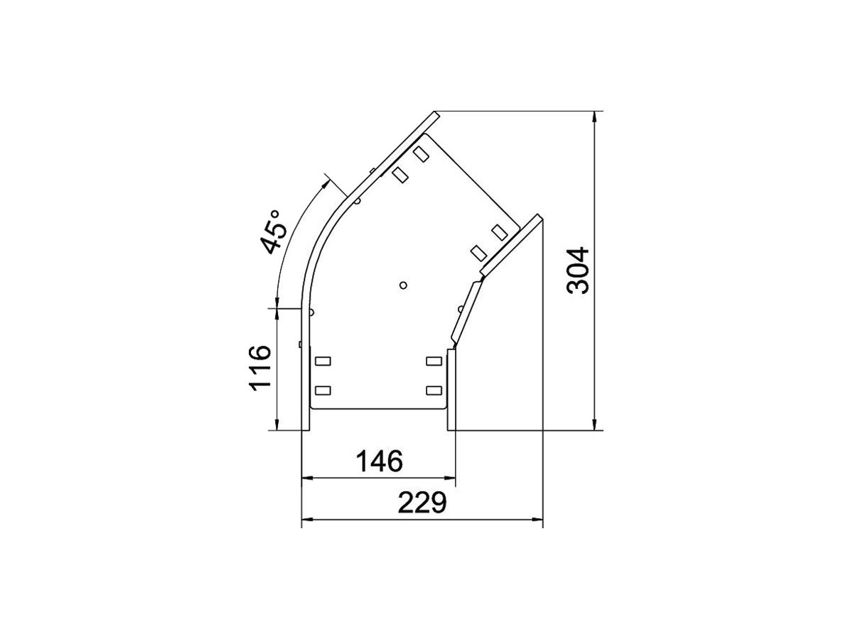 Bogen BET RB 45° 60×150mm Stahl bandverzinkt
