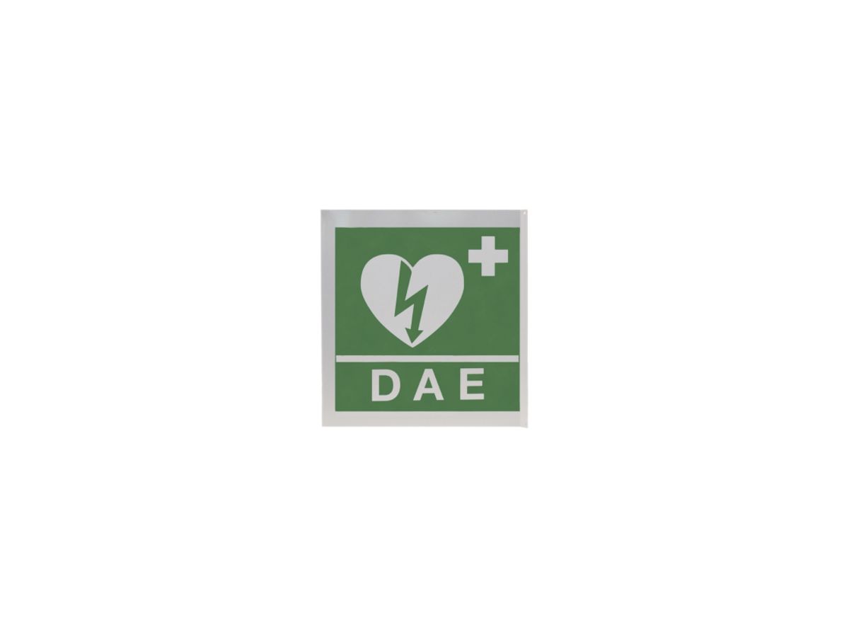 Defibrillator-Hinweisschild, Wandmontage, Metall, Grösse 35×36cm