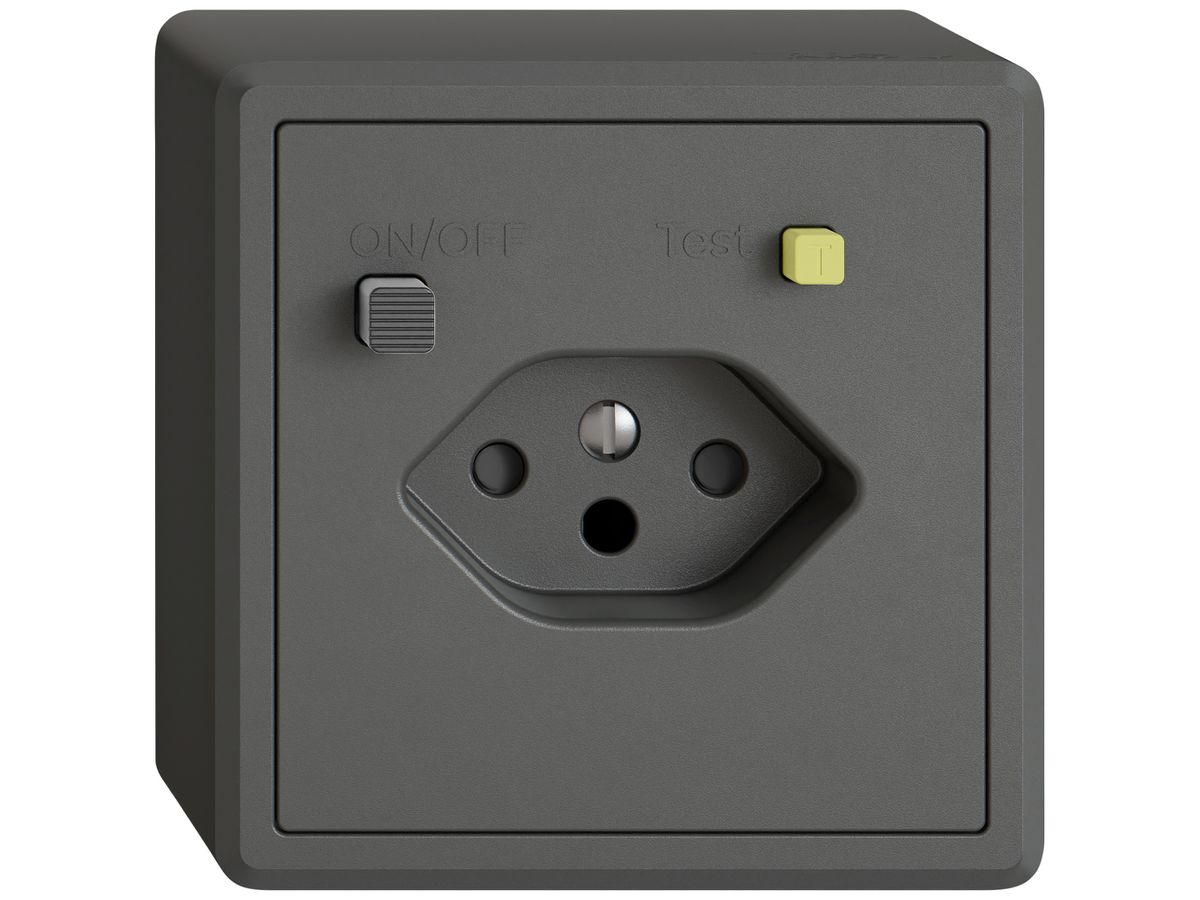 AP-Steckdose FI EDIZIO.liv 1×T13 mit Shutter dgu