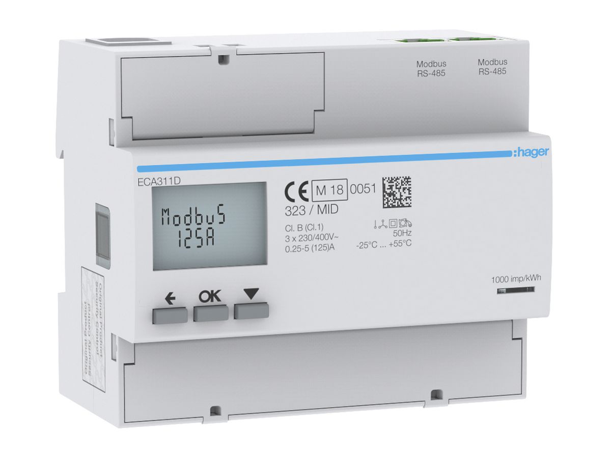 REG-Energiezähler HA ECA311D 3P direkt 125A Modbus RJ45 MID Import+Export 2T+8T