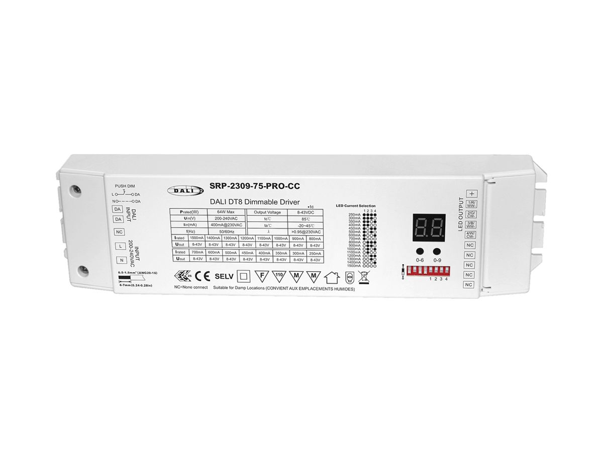 LED-Betriebsgerät SUNRICHER SRP-2309PRO 2…75W 8…43V 250…1500mA DALI DIM