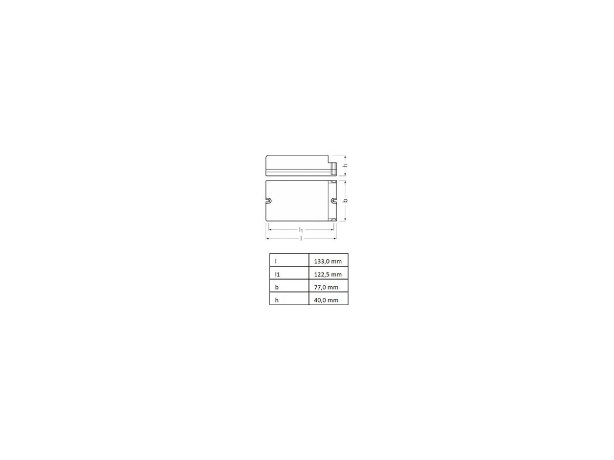 LED-Betriebsgerät Osram OT 110W 55…157V 150…1050mA DALI 133×77×40mm