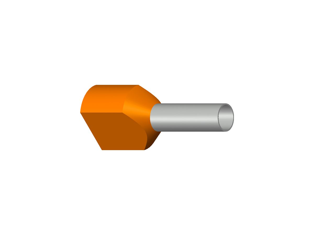 Zwillings-Aderendhülse Typ B isoliert 2×4mm²/12mm orange