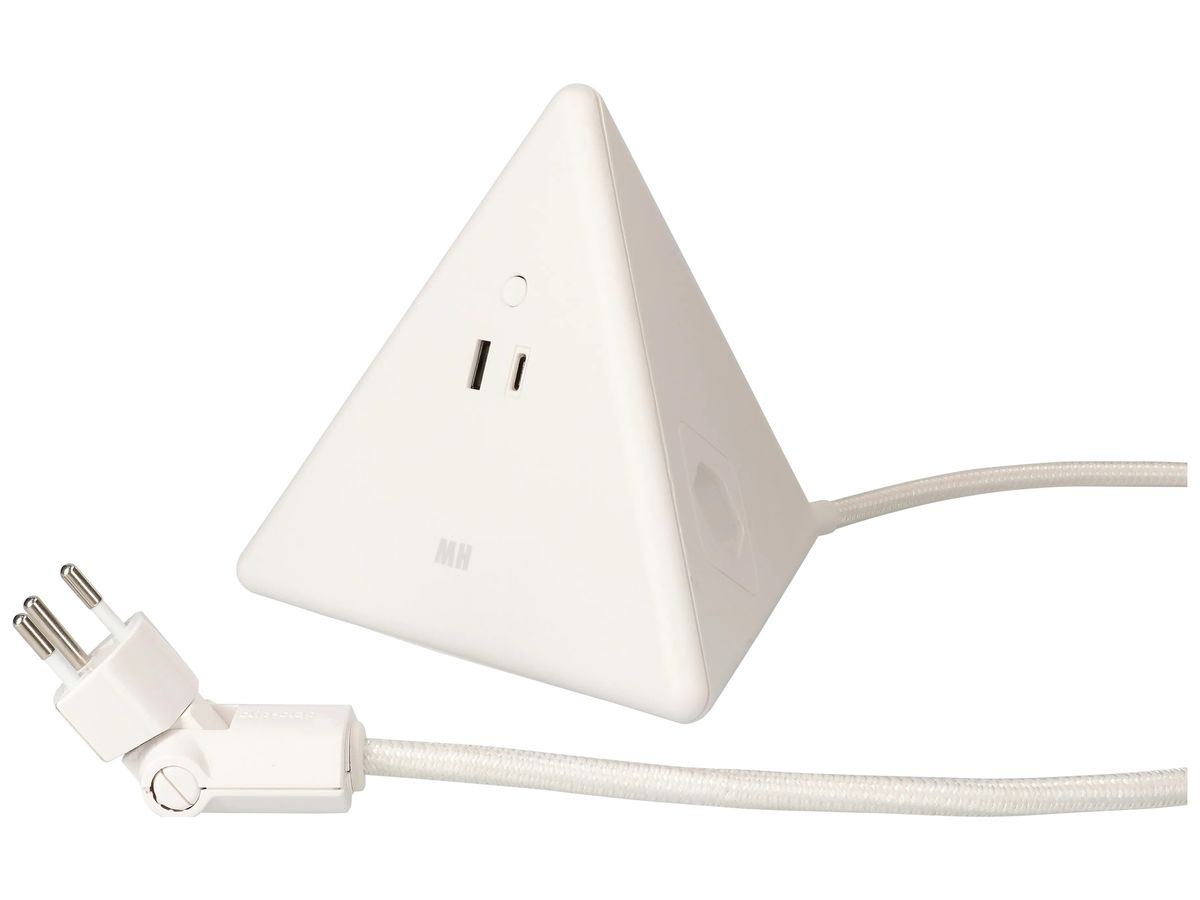 Mehrfachsteckdose MAX HAURI Energy Pyramide 2×T13 USB A+C 18W weiss