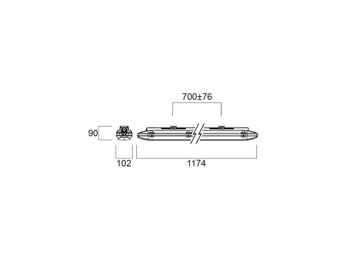 LED-Feuchtraumleuchte Sylvania Resisto GRP 44W 4200…7000lm 4000K IP66 1174mm gu