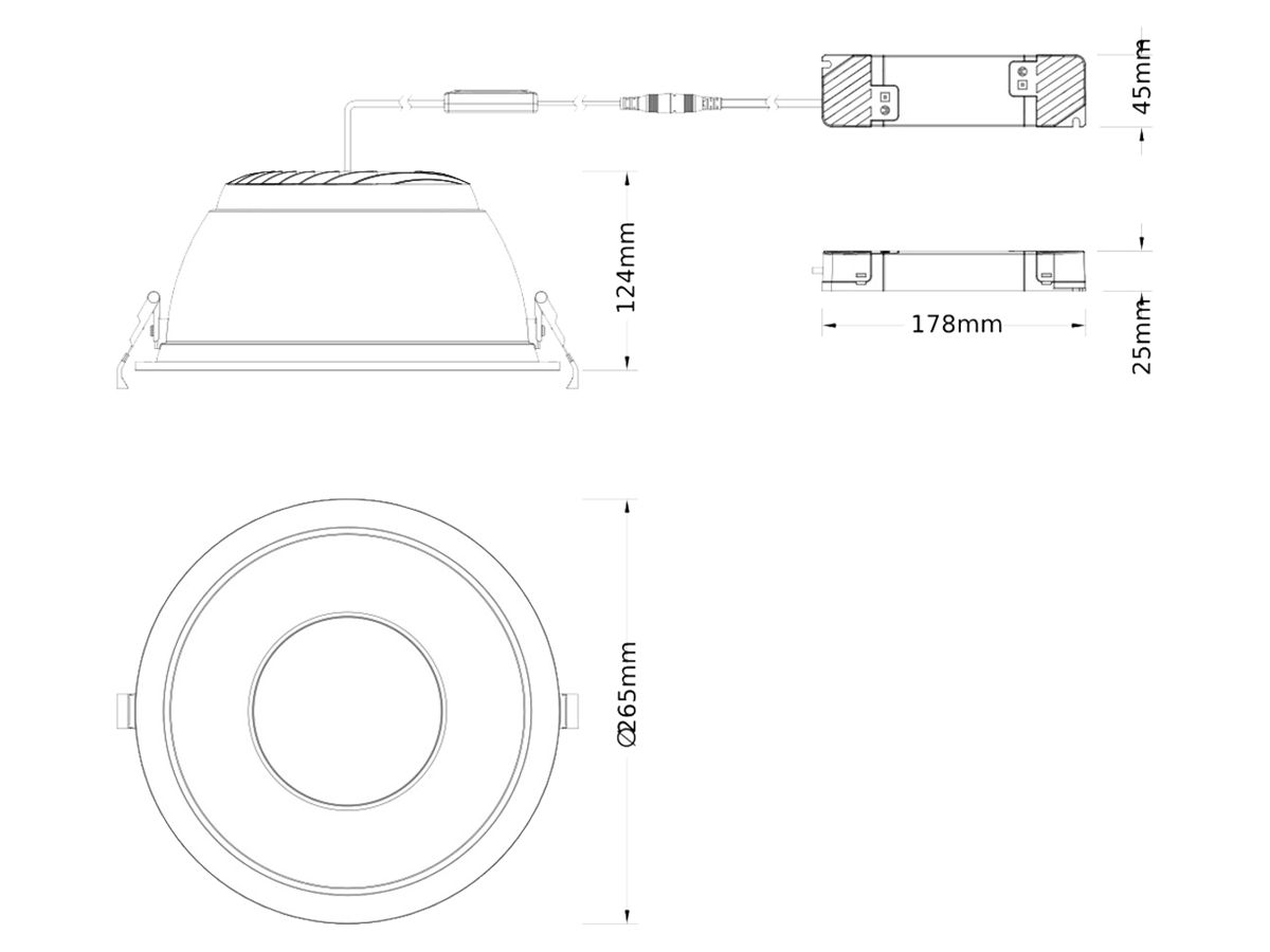 LED-Downlight LEDVANCE DL CMFT 42W 5000lm 3000K IP44 WB DIM cenbat Ø265mm ws