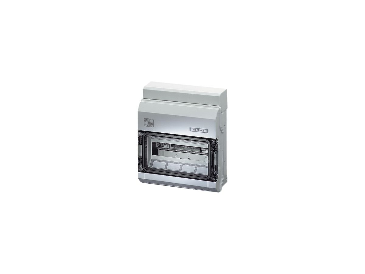 AP-Kleinverteiler Hensel 1-reihig, 333×295×129mm, 12 TE (12×18 mm), IP65