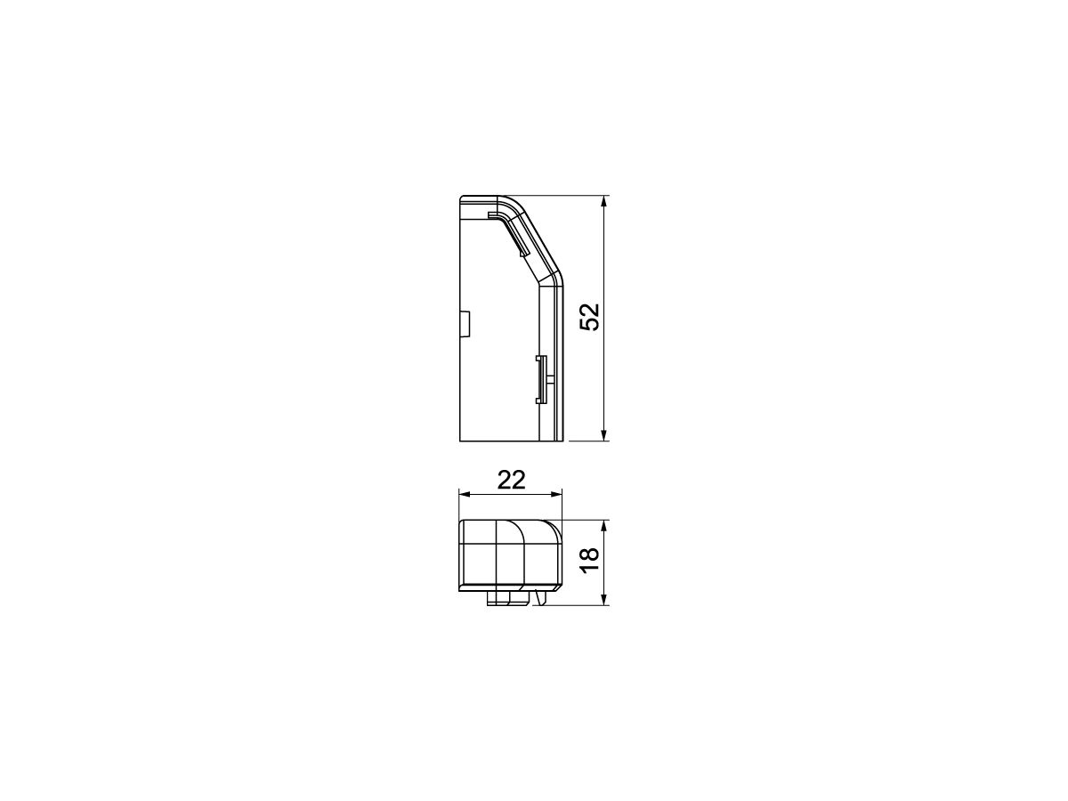 Endstück Bettermann rechts SL 20×50, PVC, reinweiss, 9010