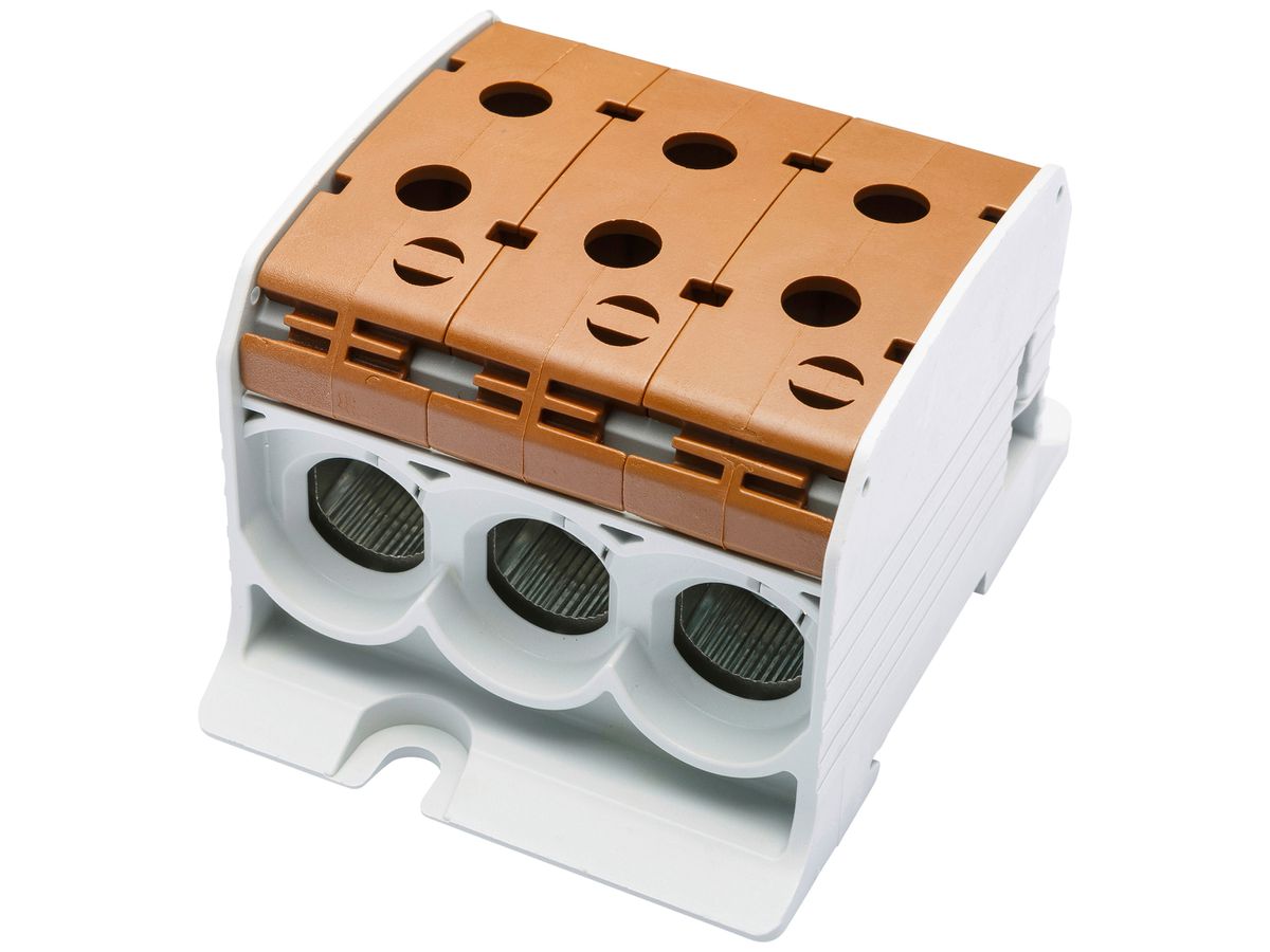 Verteilerblock Bals RKA 95 1P 200A 3×Eingang 3×Ausgang 10…95mm² braun