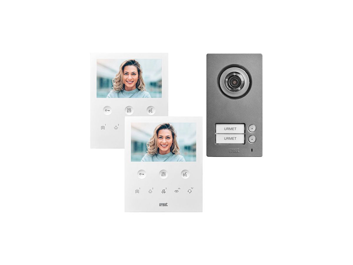 Türsprech-Set Video Plica Urmet 2×Ruftaste 2-Draht weiss