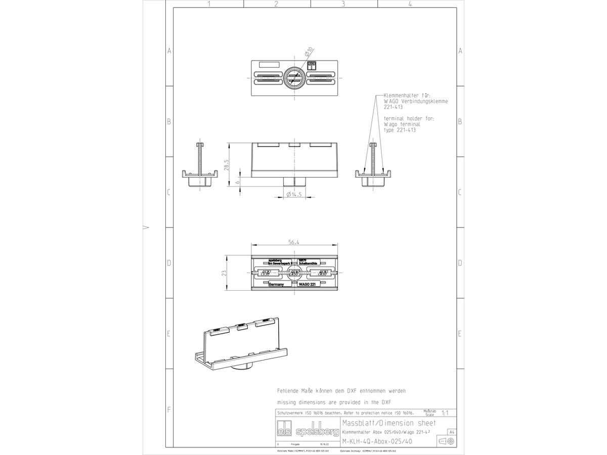 Klemmenhalter Spelsberg Abox 025/040 KH 221 4²