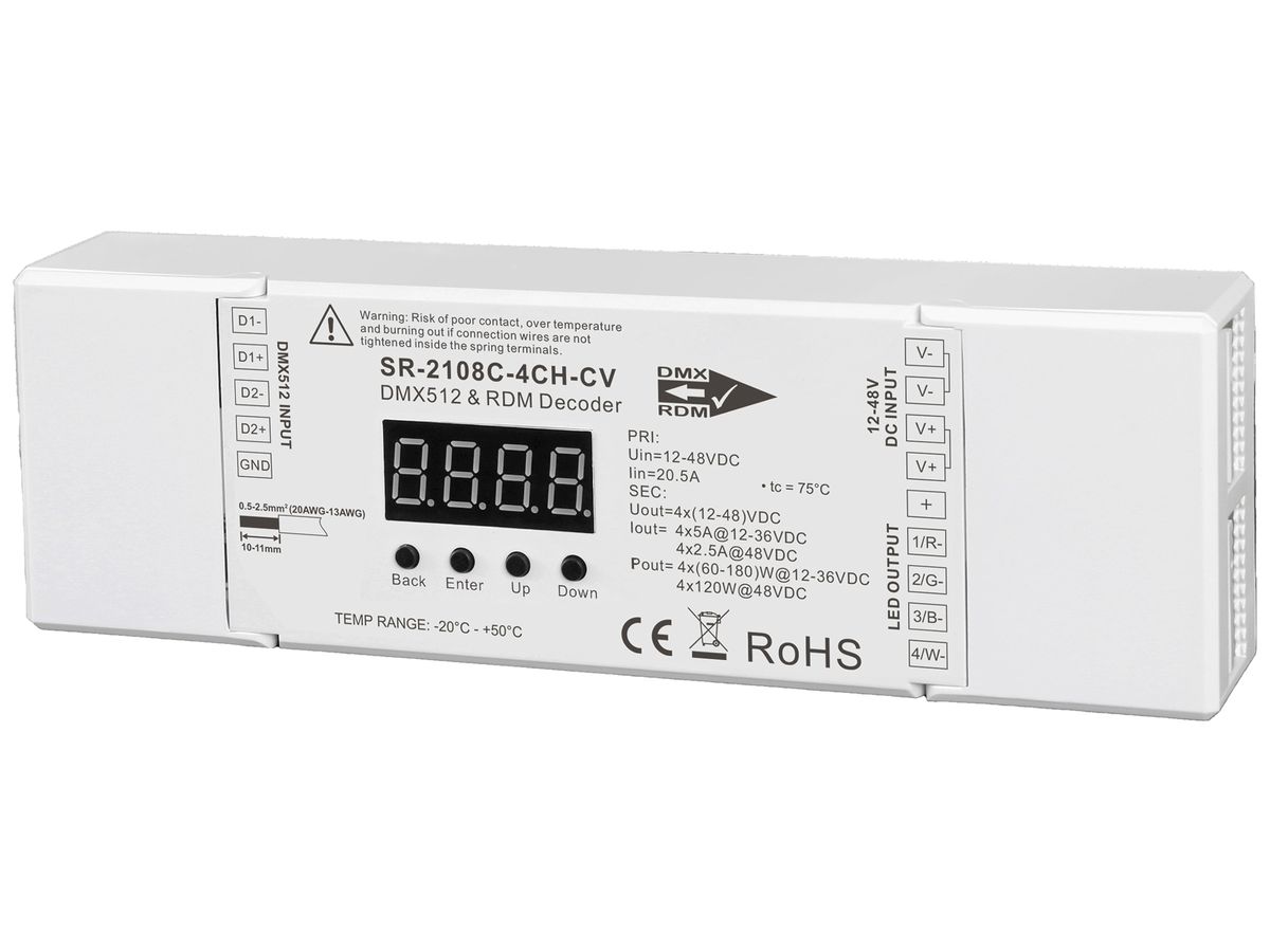 LED-Betriebsgerät SUNRICHER SR-2108C 0…720W OUT:12…48V 0…20000mA DMX