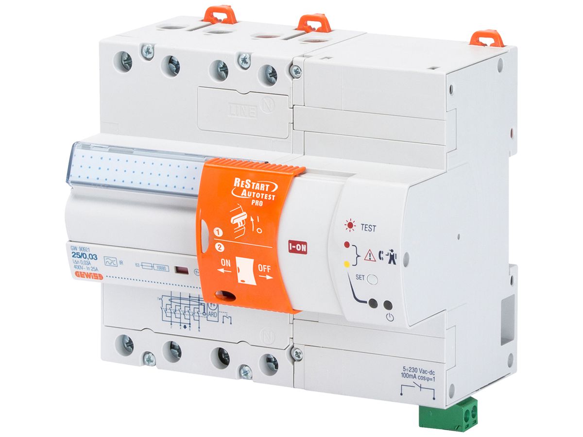 Fehlerstromschutzschalter Gewiss 90 ReStart 4P 400V 40A 0.3A A 7TE