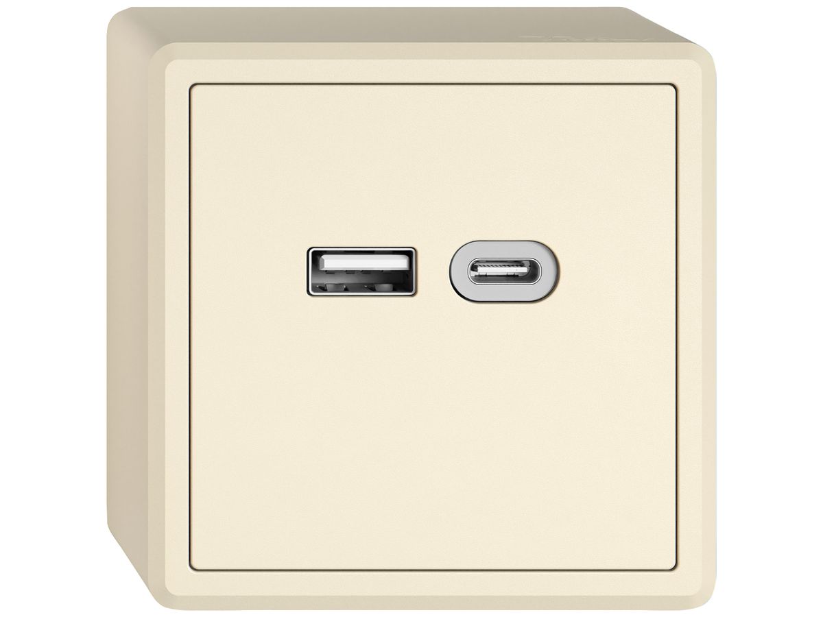 AP-USB-Ladesteckdose EDIZIO.liv SNAPFIX® 230VAC 18W 1×USB Typ A 1×USB Typ C cr