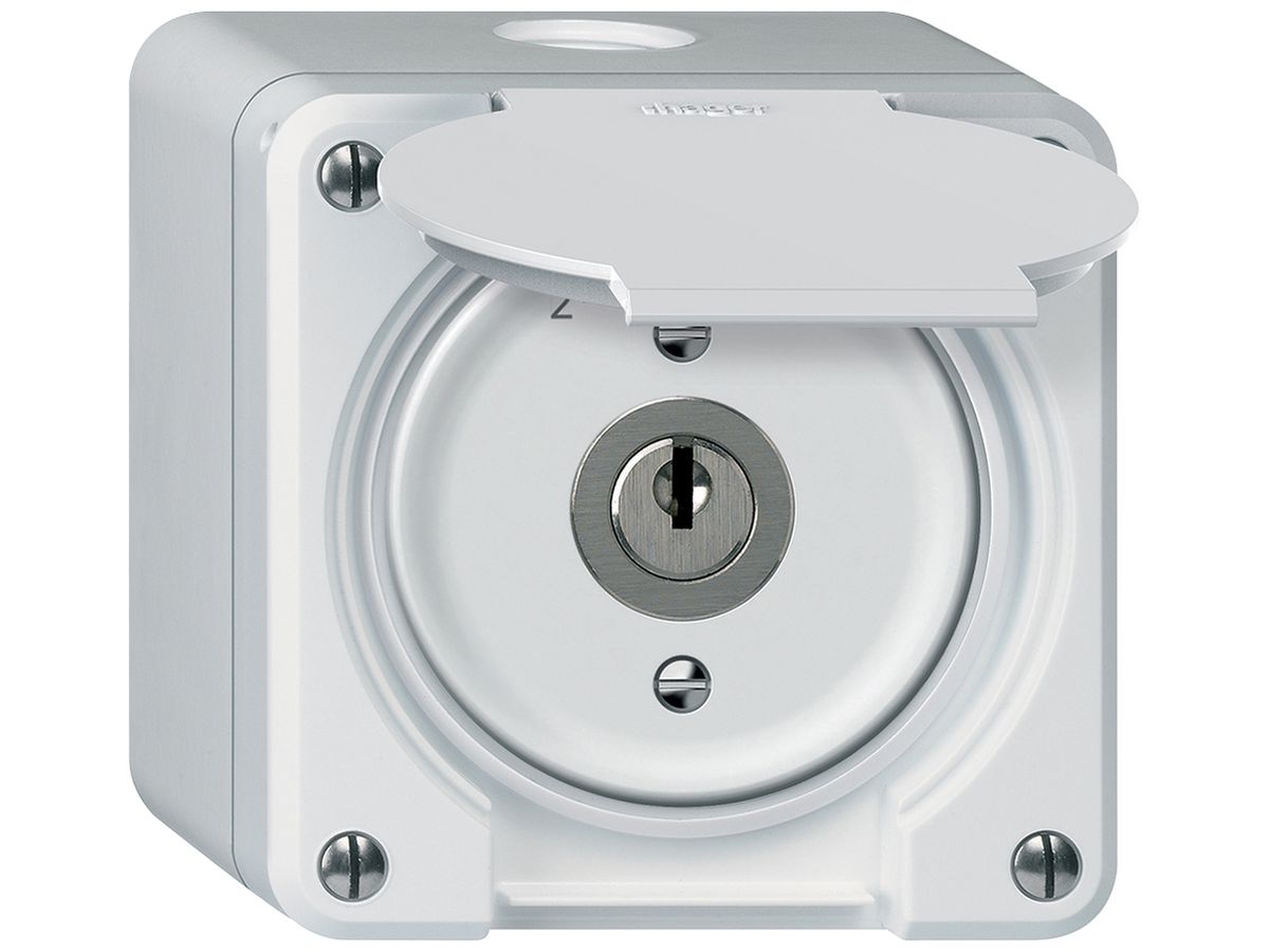 AP-Schlüsselschwenktaster robusto 1P 2NO 2CO 20A 250V 86×86mm weiss