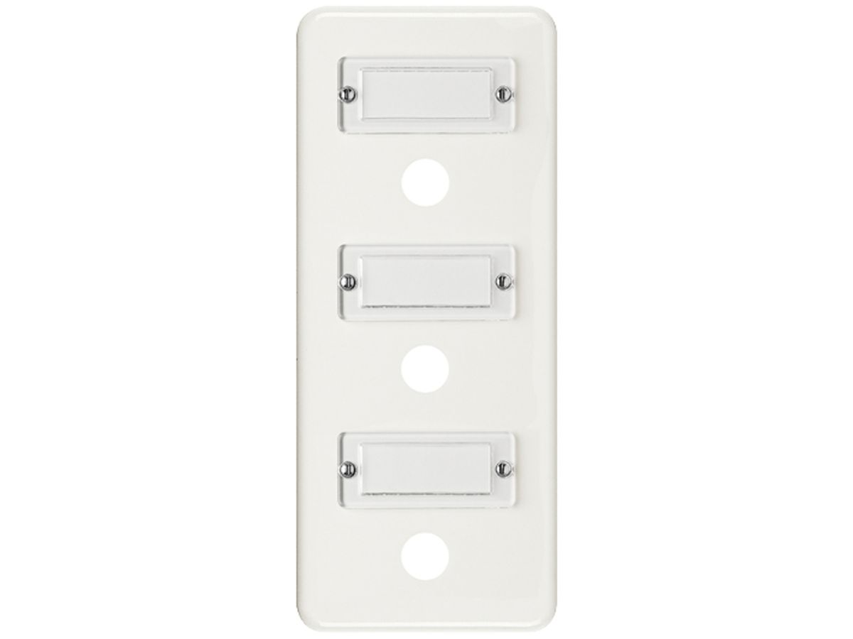 Abdeckplatte FH 3×1 Sonnerie vertikal mit Bezeichnungsschild weiss