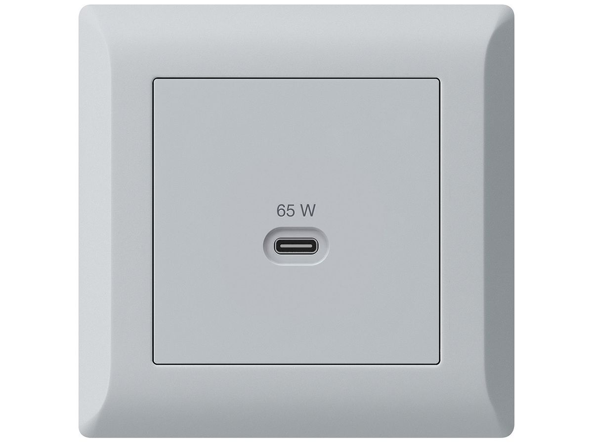 UP-USB-Ladesteckdose Hager kallysto.line Typ C 65W 3250mA hellgrau