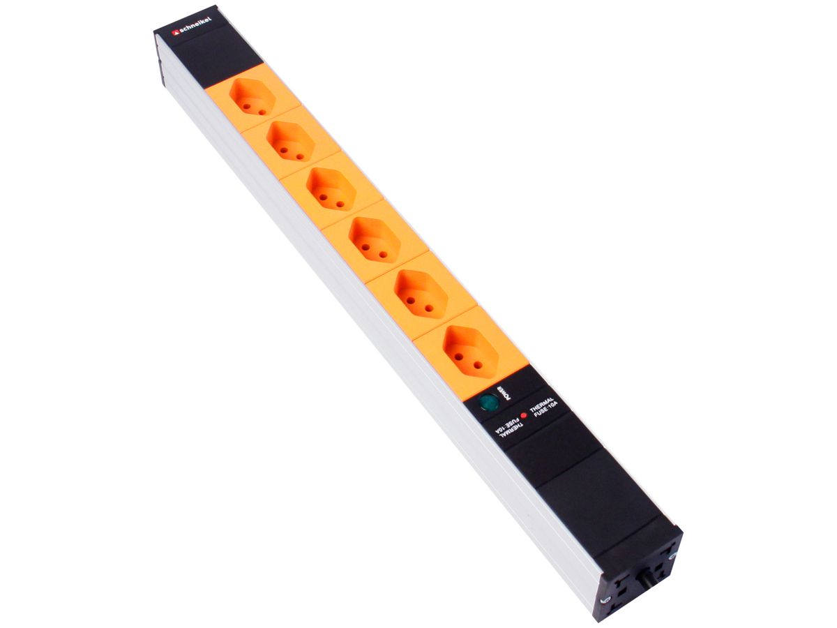 Steckdosenleiste 19" 1HE 6×T13 mit Power Anzeige Td3×1mm² 3m orange