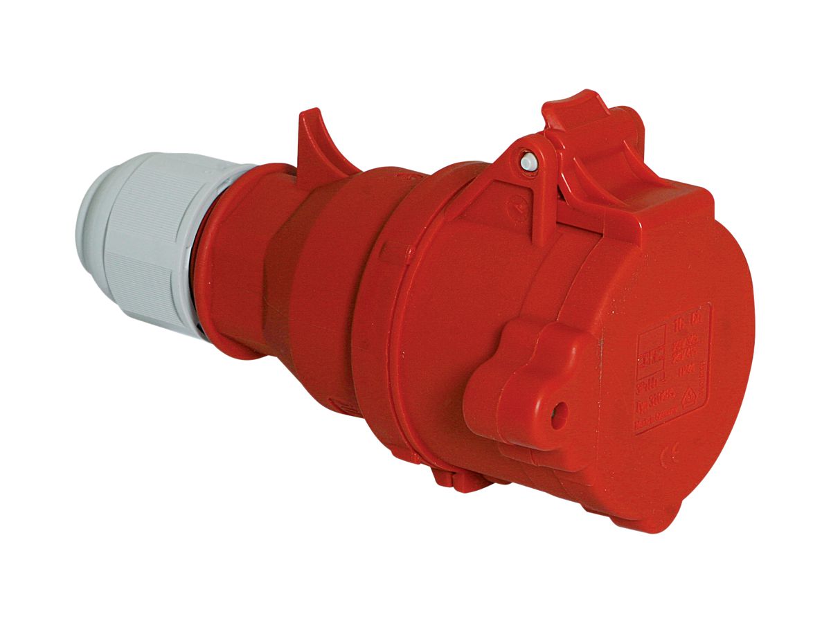 Kupplung CEE Bals 5P 32A 400V 6h rot IP44 vernickelt QC.abschlies.