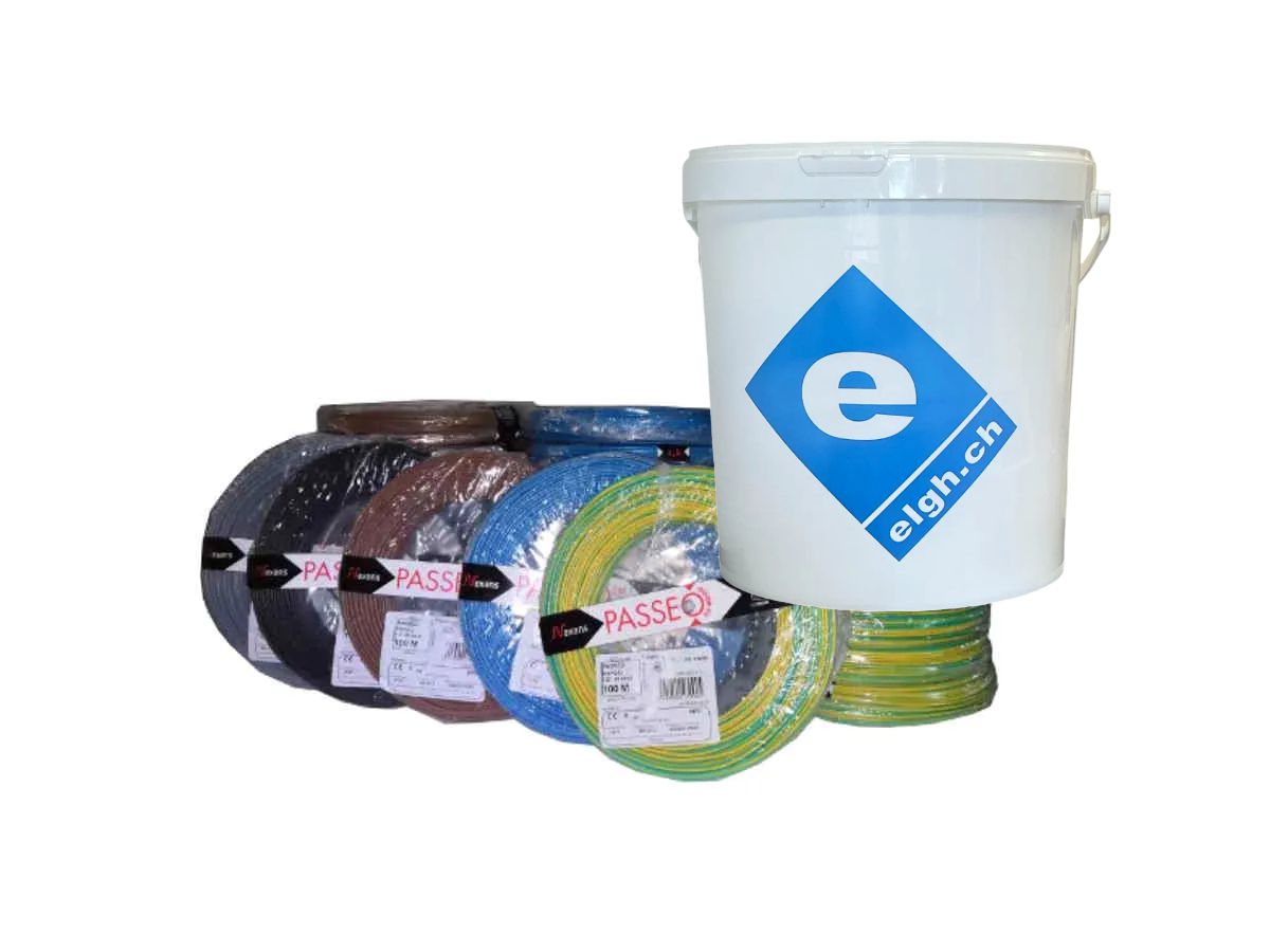 T-Draht Set-Klassik mit Eimer - 5x100m sz/gu/br,10x100m bl,10x100m pe