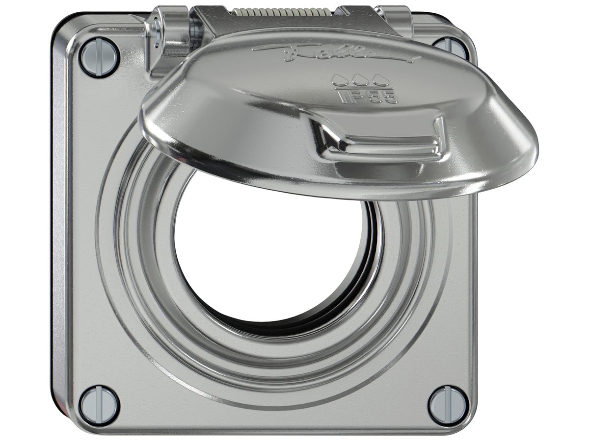 Oberteil ELEMENT SNAPFIX® mit Klappdeckel für Steckdosen IP55 Ø53mm alu