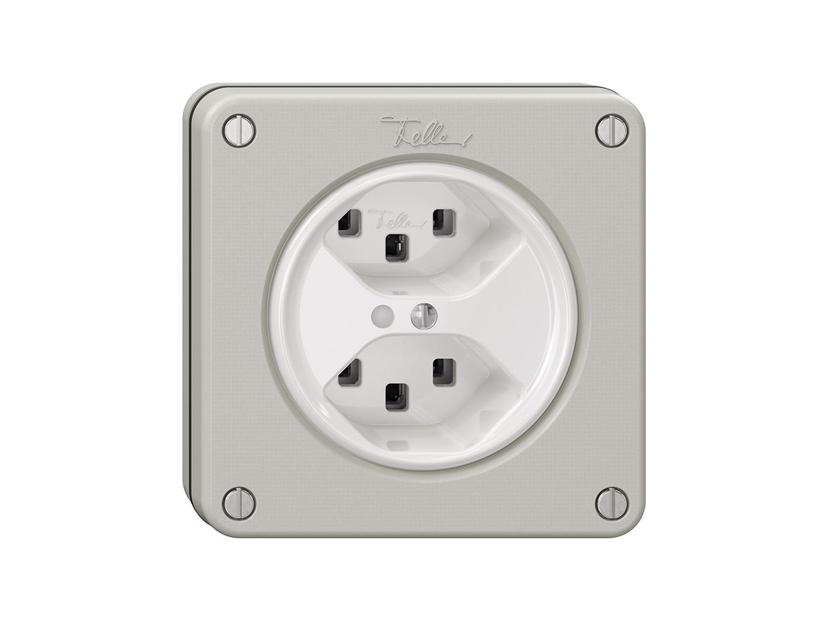 NUPU-Steckdose NEVO, 2×T23, m.LED, lichtgrau