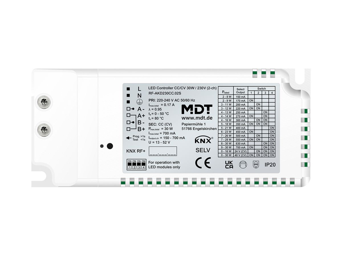 LED-Betriebsgerät KNX MDT RF-AKD230CC.02S 2-Kan 30W 220…240V
