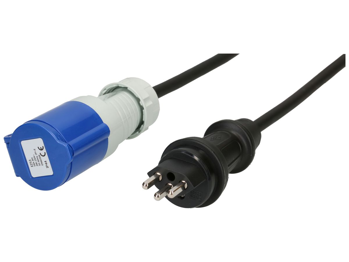 Verlängerung MH CEE16A/T23 blau H07RN-F3G1.5mm² GDV 1.5m IP44/IP55 schwarz