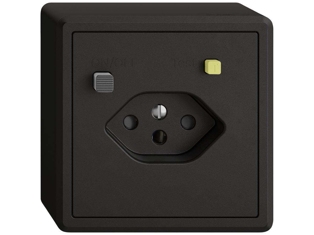AP-Steckdose FI EDIZIO.liv 1×T13 mit Shutter sz
