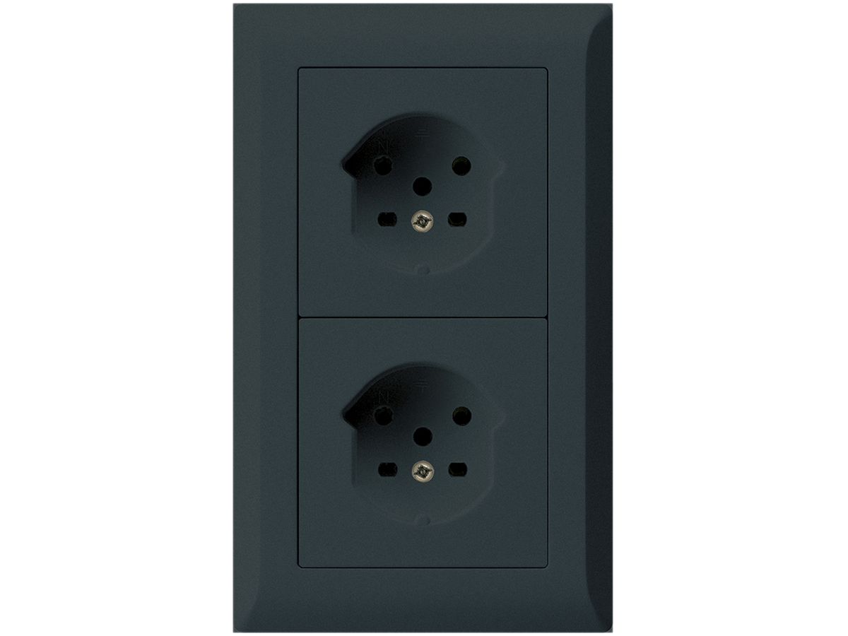 UP-Kombi 2×1 HA kallysto.line 2×Typ 15 mit Steckklemmen schwarz