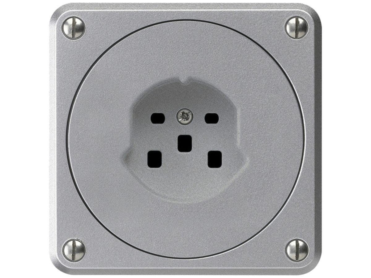 UP-Steckdose HA robusto Typ 25 mit Steckklemmen aluminium