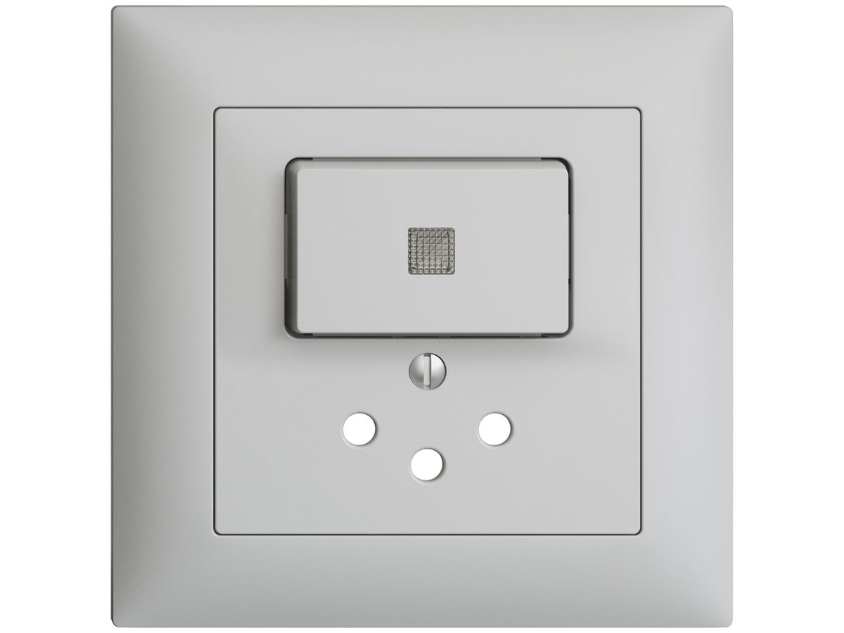 UP-Frontset EDIZIOdue T12 88×88mm hellgrau mit Linse, mit Kinderschutz