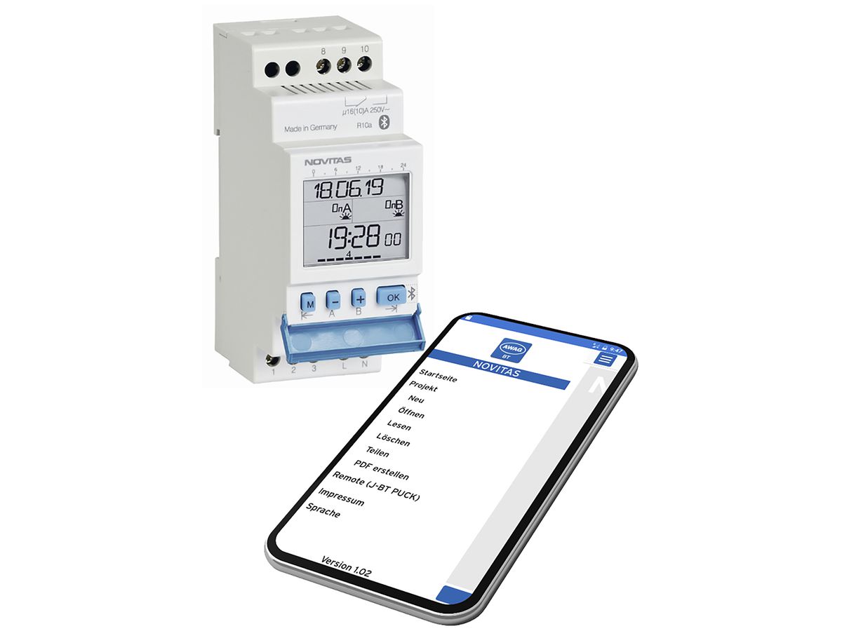 REG-Wochenschaltuhr NOVITAS SC-M12.35 BT, 230V 2-Kanal