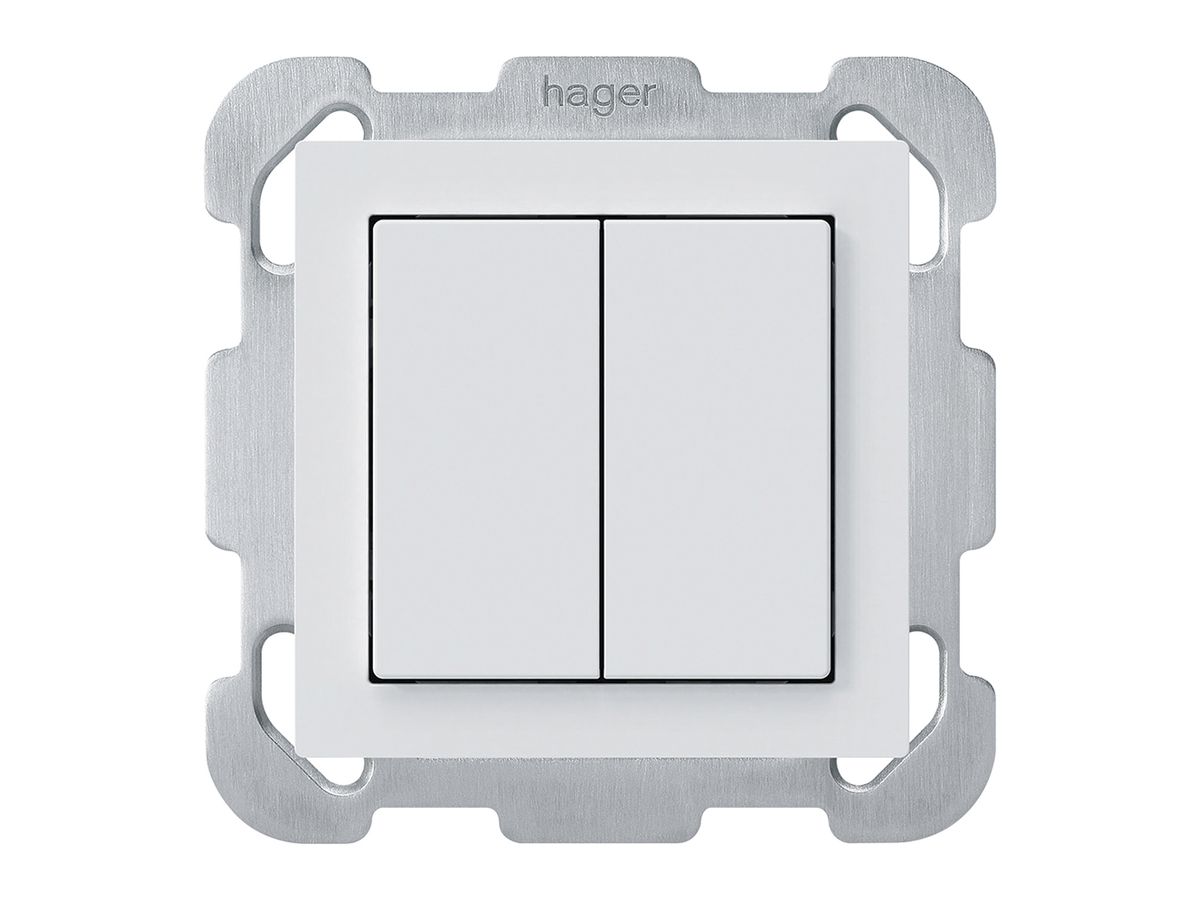 UP-KNX-Taster Hager BA kallysto B 2-fach 77×77mm weiss