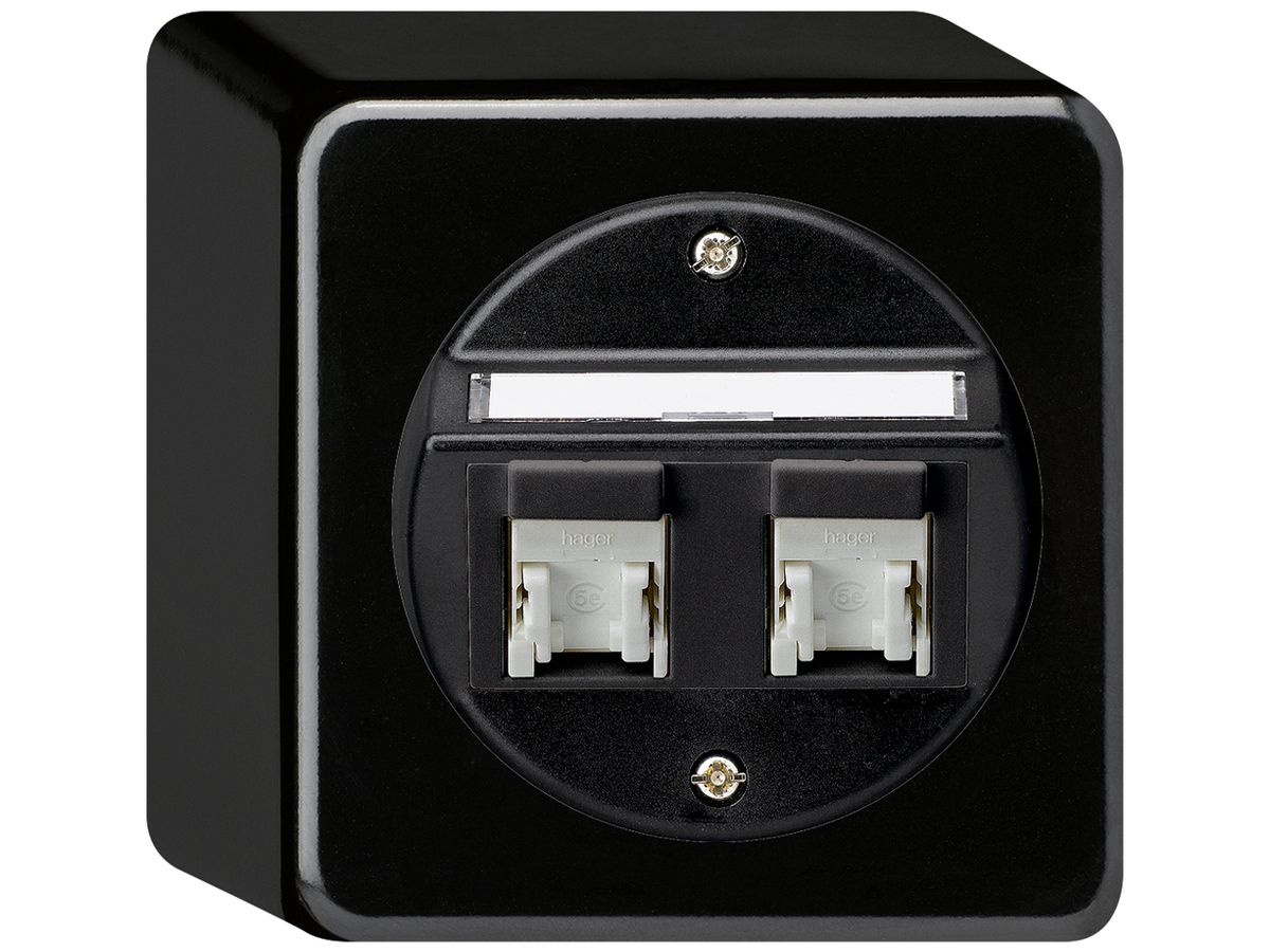 AP-Anschlussdose basico Kat.5e 2RJ45/u schwarz