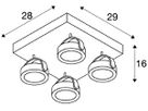 LED-Decken-/Wandleuchte KALU 4 square, 60W 3000K dimmbar 60° IP20 weiss/schwarz