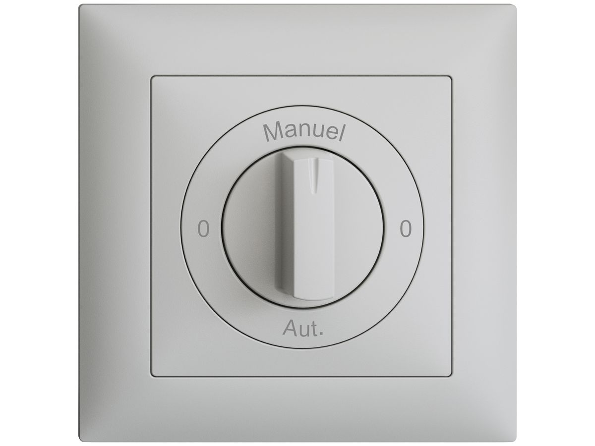 Frontset 0-Auto-0-Main EDIZIOdue hellgrau 88×88mm für Drehschalter
