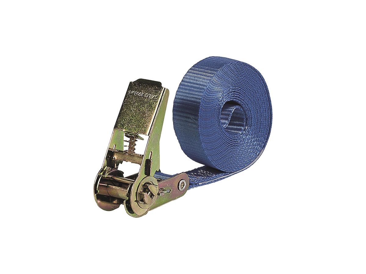 Umreifungsgurt Plica, mit Ratsche, 5m, 25mm, Polyester, blau