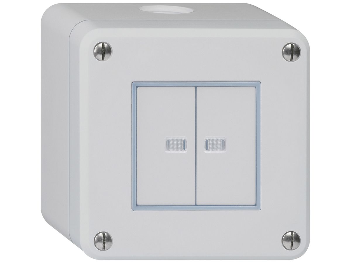 AP-Druckschalter robusto IP55 Schema 3/Drucktaster 2×beleuchtet grau